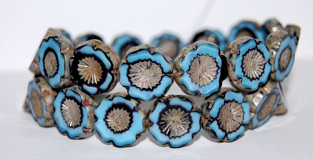 Table Cut Round Beads Hawaii Flowers, (67993 43400), Glass, Czech Republic