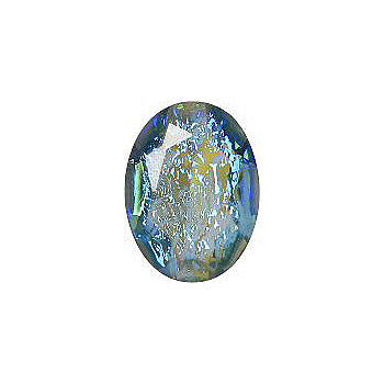 Oval Faceted Pointed Back (Doublets) Crystal Glass Stone, Light Green 6 Mexico Opals (Mex-16), Czech Republic