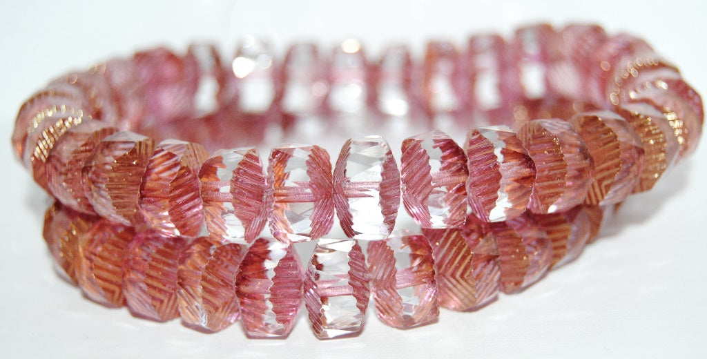 Faceted Cathedral Fire Polished Glass Beads, Crystal Luster Violet Full Coated (30 14496), Glass, Czech Republic