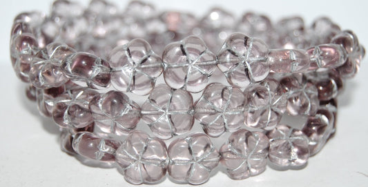 5-Petal Flower Pressed Glass Beads, Transparent Light Amethyst 54201 (20020 54201), Glass, Czech Republic