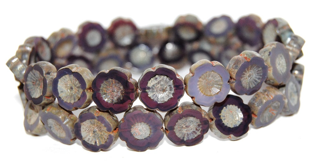 Table Cut Round Beads Hawaii Flowers, (21350 43400), Glass, Czech Republic