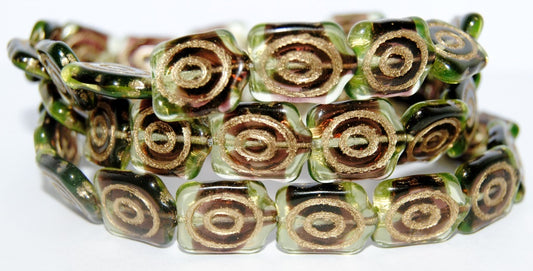 Spiral Turtle Pressed Glass Beads, (27501 54202), Glass, Czech Republic