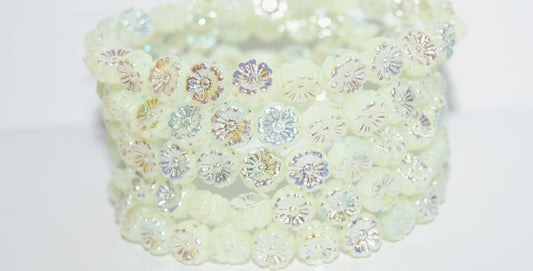Hawaii Flower Pressed Glass Beads, (52000 Ab 2Xside), Glass, Czech Republic