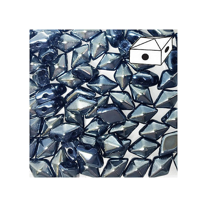 DIAMONDUO glass two-hole beads rhombus gemduo Blue Hematite Glass Czech Republic