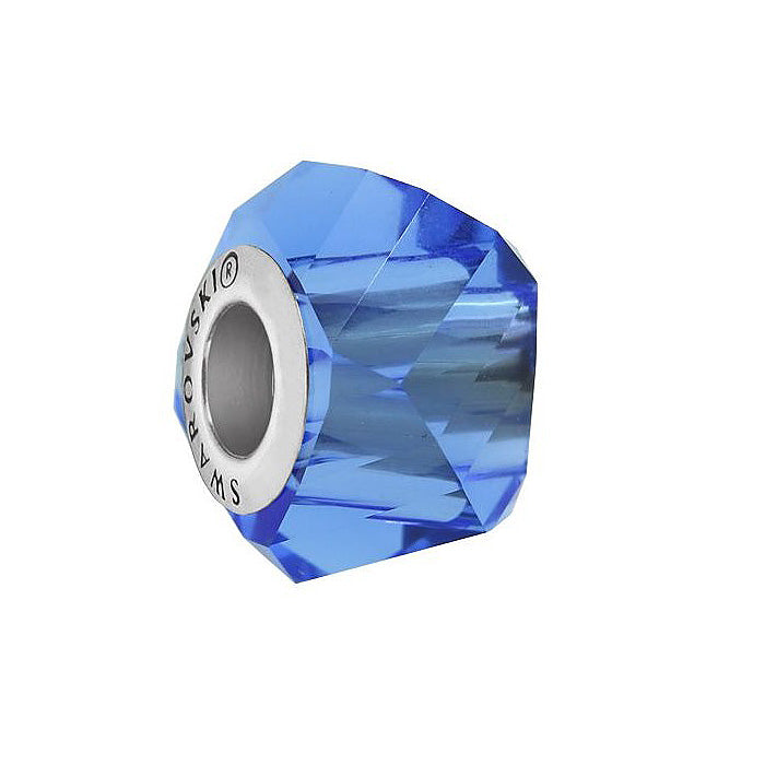 SWAROVSKI ELEMENTS BeCharmed Helix 5928 charm big hole bead Sapphire, Steel Glass Austria