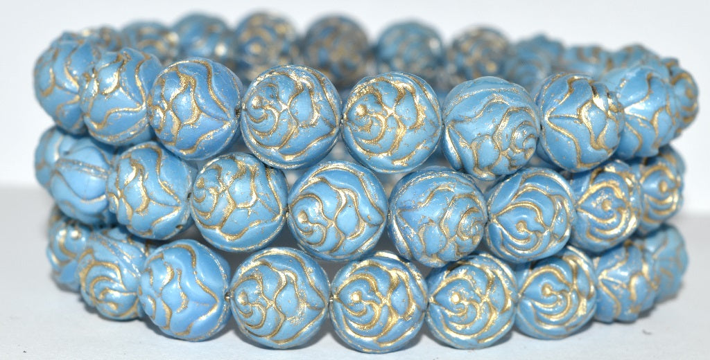 Round Rose Pressed Glass Beads, (7624 54202), Glass, Czech Republic