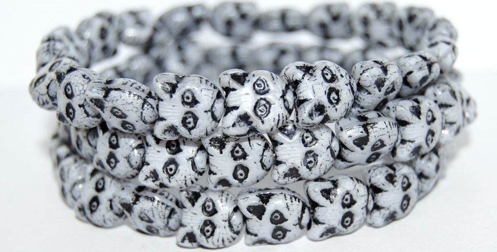 Cat Head Muzzle Pressed Glass Beads, (24010 46769), Glass, Czech Republic