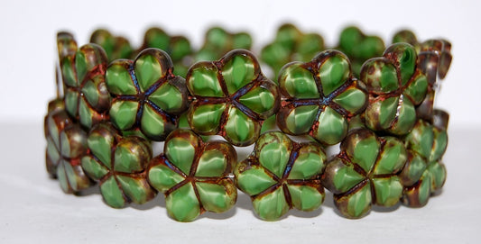 Table Cut Flower Beads, 56027 Travertin (56027 86800), Glass, Czech Republic