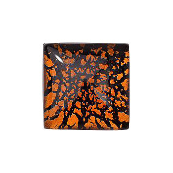 Square Cabochons Flat Back Crystal Glass Stone, Orange 5 With Silver (90078), Czech Republic