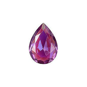 Pear Faceted Pointed Back (Doublets) Crystal Glass Stone, Violet 15 Transparent With Ab (70300-L-Abb), Czech Republic