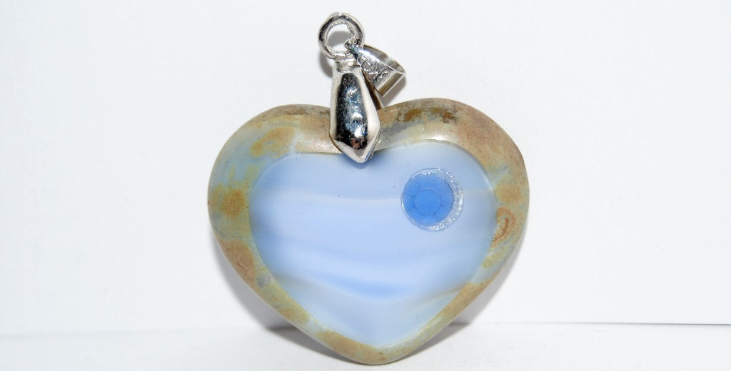 Table Cut Heart Beads Pendant, (Pp 36016 43400), Glass, Czech Republic