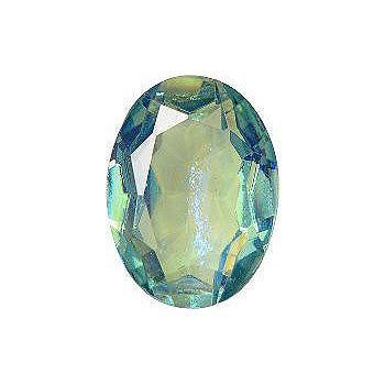 Oval Faceted Pointed Back (Doublets) Crystal Glass Stone, Light Green 1 Mexico Opals (Mex-16), Czech Republic