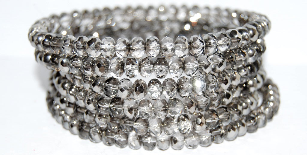 Faceted Special Cut Rondelle Fire Polished Beads, Crystal 27401 (30 27401), Glass, Czech Republic