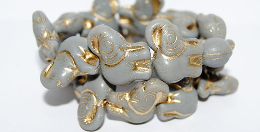 Elephant Animal Pressed Glass Beads, Opaque Gray 54202 (43030 54202), Glass, Czech Republic