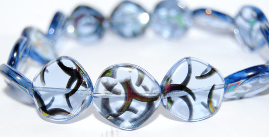 Flat Semi Round Pressed Glass Beads, Transparent Blue Japan (30010 Japan), Glass, Czech Republic