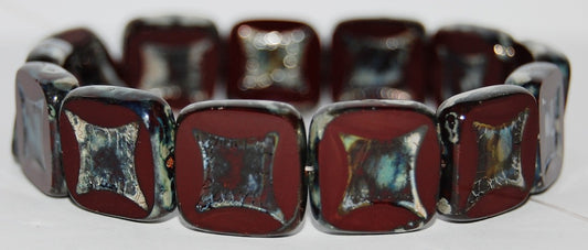 Table Cut Square Beads With Square, (93300 43400), Glass, Czech Republic