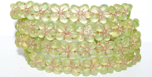 Flower Pressed Glass Beads, (87501 54200M), Glass, Czech Republic