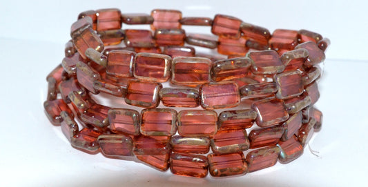 Table Cut Rectangle Beads, Opal Pink 43400 (71010 43400), Glass, Czech Republic