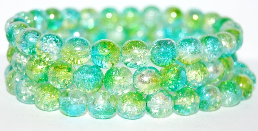 Round Pressed Glass Beads Druck, (48110 Crack), Glass, Czech Republic