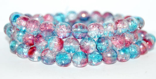 Round Pressed Glass Beads Druck, (48113 Crack), Glass, Czech Republic