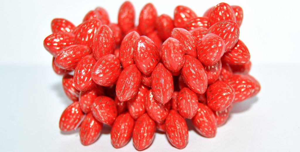 Strawberry Friut Pressed Glass Beads, Red 54200 (93190 54200), Glass ...