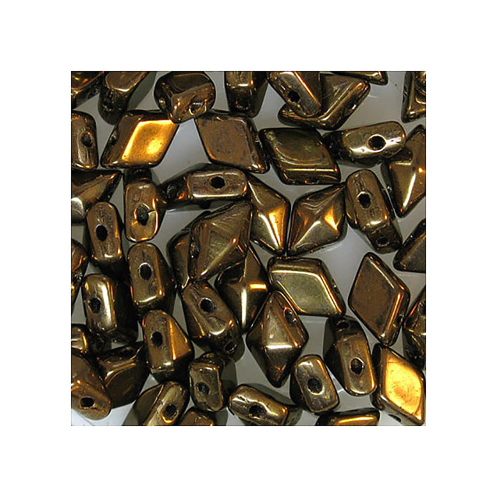 DIAMONDUO glass two-hole beads rhombus gemduo Bronze Glass Czech Republic