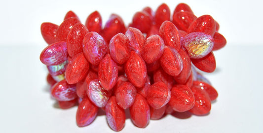 Strawberry Friut Pressed Glass Beads, Opal Red Ab (91250 Ab), Glass, Czech Republic