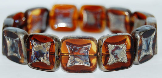 Table Cut Square Beads With Square, (17011 43400), Glass, Czech Republic