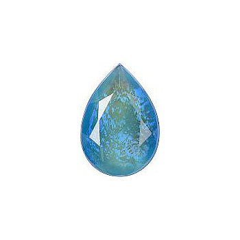 Pear Faceted Pointed Back (Doublets) Crystal Glass Stone, Aqua Blue 13 Mexico Opals (16317), Czech Republic