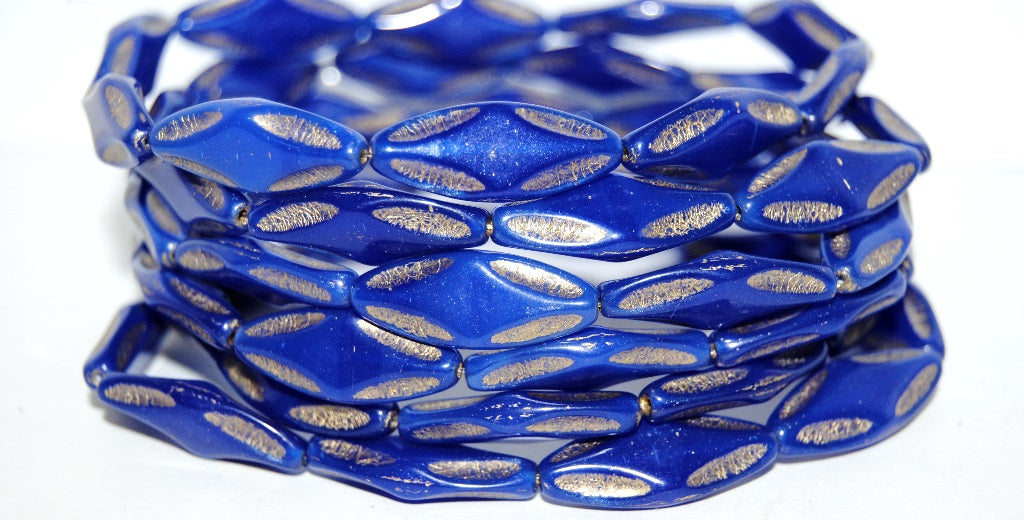 Faceted Oval With Star Pressed Glass Beads, (32030 54202), Glass, Czech Republic