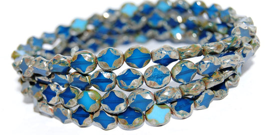 Table Cut Oval Beads, Blue 43400 (62010 43400), Glass, Czech Republic