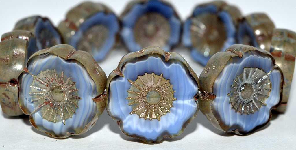 Table Cut Round Beads Hawaii Flowers, (36016 43400), Glass, Czech Republic