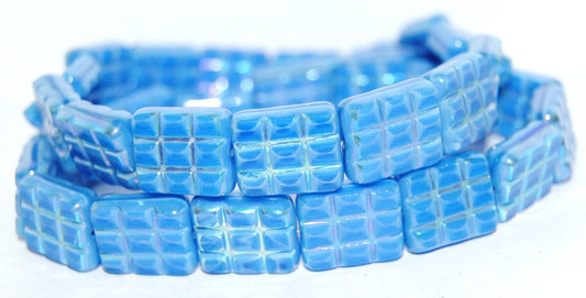 Table Cut Rectangle Beads With Grating, (66020 30510), Glass, Czech Republic