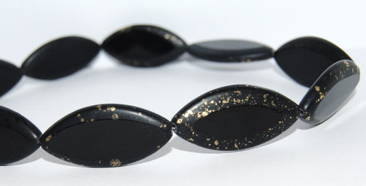 Table Cut Oval Beads, Black 94401M (23980 94401M), Glass, Czech Republic