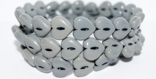 Heart Pressed Glass Beads, (44030 46769), Glass, Czech Republic