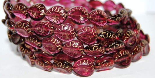 Tear Oval Pressed Glass Beads, Transparent Red 54202 (70350 54202), Glass, Czech Republic