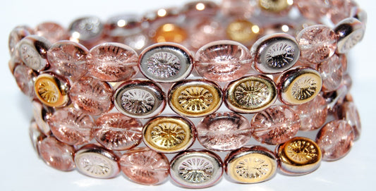Oval Kiwi Pressed Glass Beads, Crystal 27101 (30 27101), Glass, Czech Republic