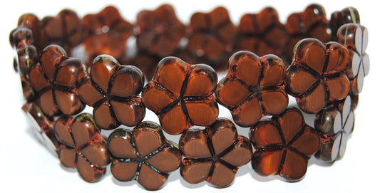 Table Cut Flower Beads, 16617B Travertin (16617B 86800), Glass, Czech Republic