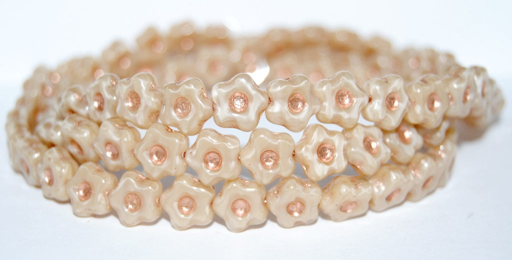 Simple Flower Pressed Glass Beads, (17006 54200), Glass, Czech Republic