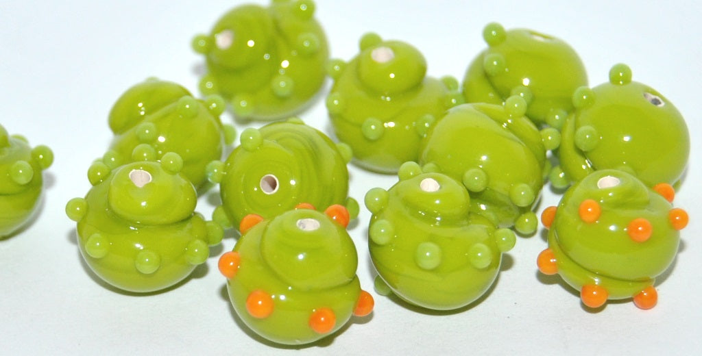 Czech Glass Hand Made Round Lampwork Beads With Hedgehog, (B), Glass, Czech Republic