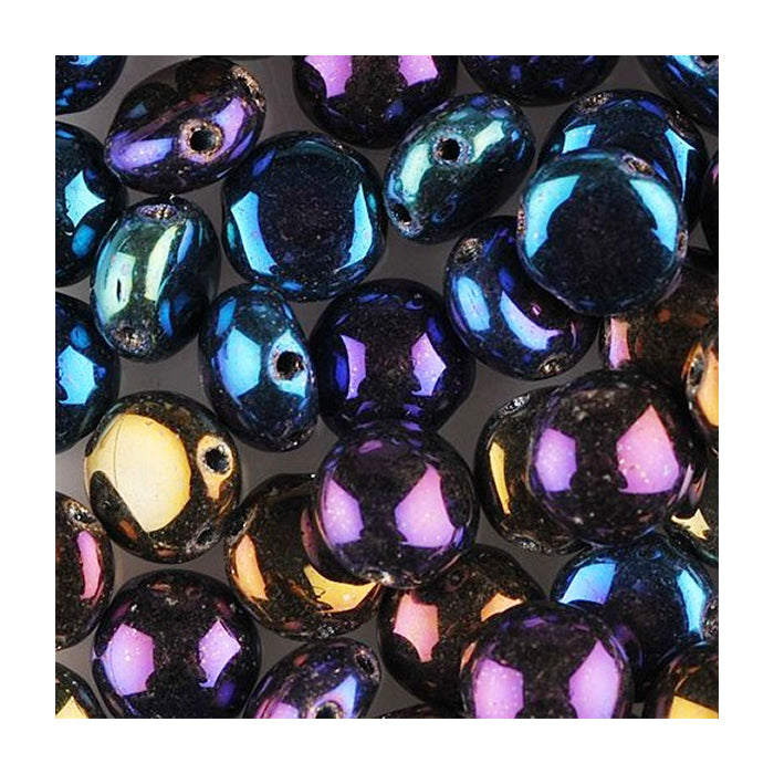 PRECIOSA Candy beads 2-hole round glass cabochon Rainbow Glass Czech Republic