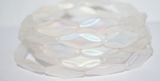 Faceted Oval With Star Pressed Glass Beads, (00030Abm2X), Glass, Czech Republic