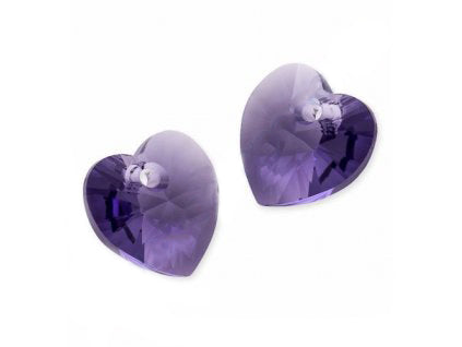 SWAROVSKI ELEMENTS pendant HEART 6228 crystal stone with hole Tanzanite Glass Austria