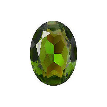 Oval Faceted Pointed Back (Doublets) Crystal Glass Stone, Green 3 Transparent With Ab (50270-Abb), Czech Republic