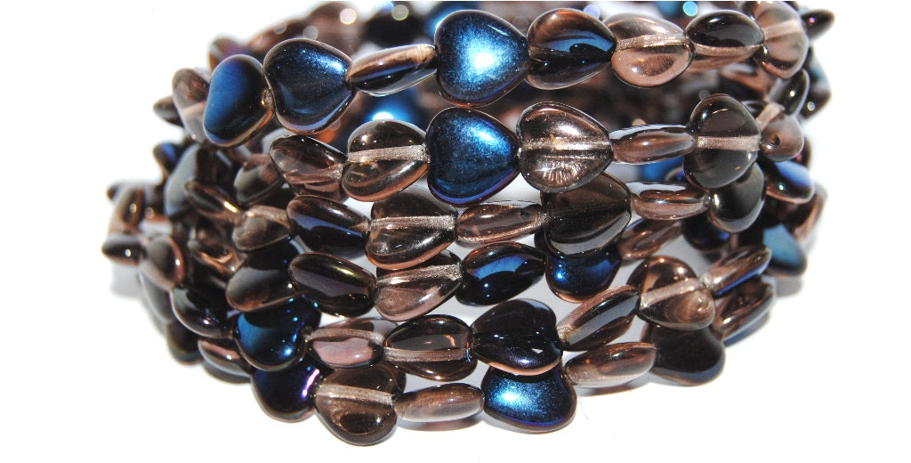 Heart Pressed Glass Beads, Transparent Pink 29900 (70120 29900), Glass, Czech Republic