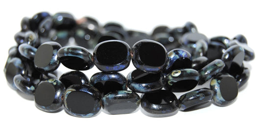 Table Cut Round Candy Beads, Black 85800 (23980 85800), Glass, Czech Republic