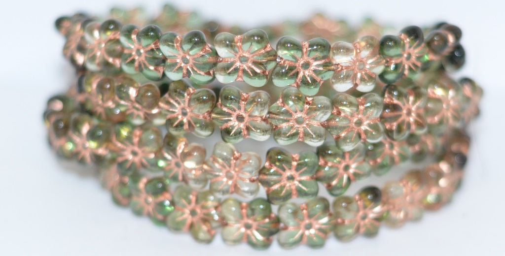 Flower Pressed Glass Beads, (502280100 54200), Glass, Czech Republic