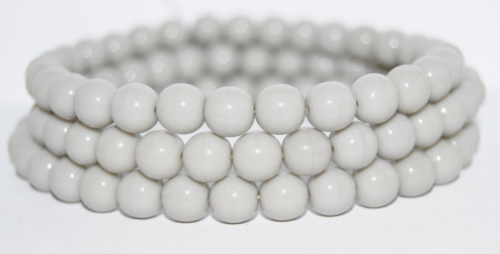 Round Pressed Glass Beads Druck, Opaque Gray (43000), Glass, Czech Republic