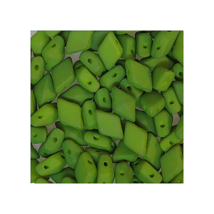 DIAMONDUO glass two-hole beads rhombus gemduo Frosted Green Glass Czech Republic