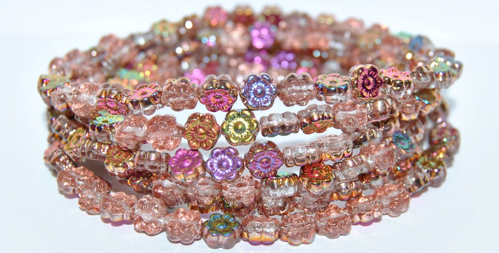 Hawaii Flower Pressed Glass Beads, Crystal Vitex (30 Vitex), Glass, Czech Republic